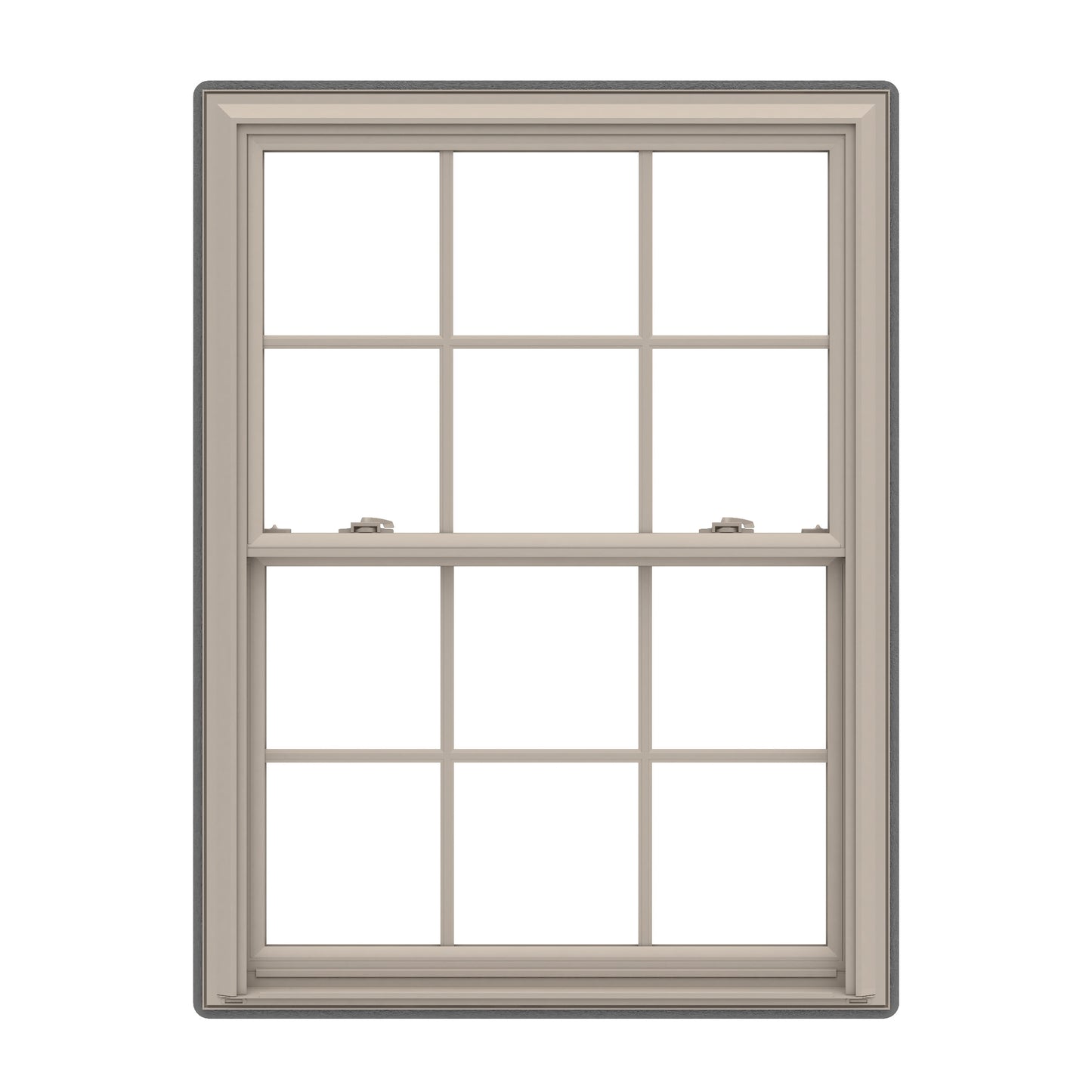 Pella 150 Series 31-1/2-in x 37-1/2-in Fossil Fossil Vinyl Replacement Double Hung Window Low-E argon Double Pane Glass with Grids (Full Screen Included)