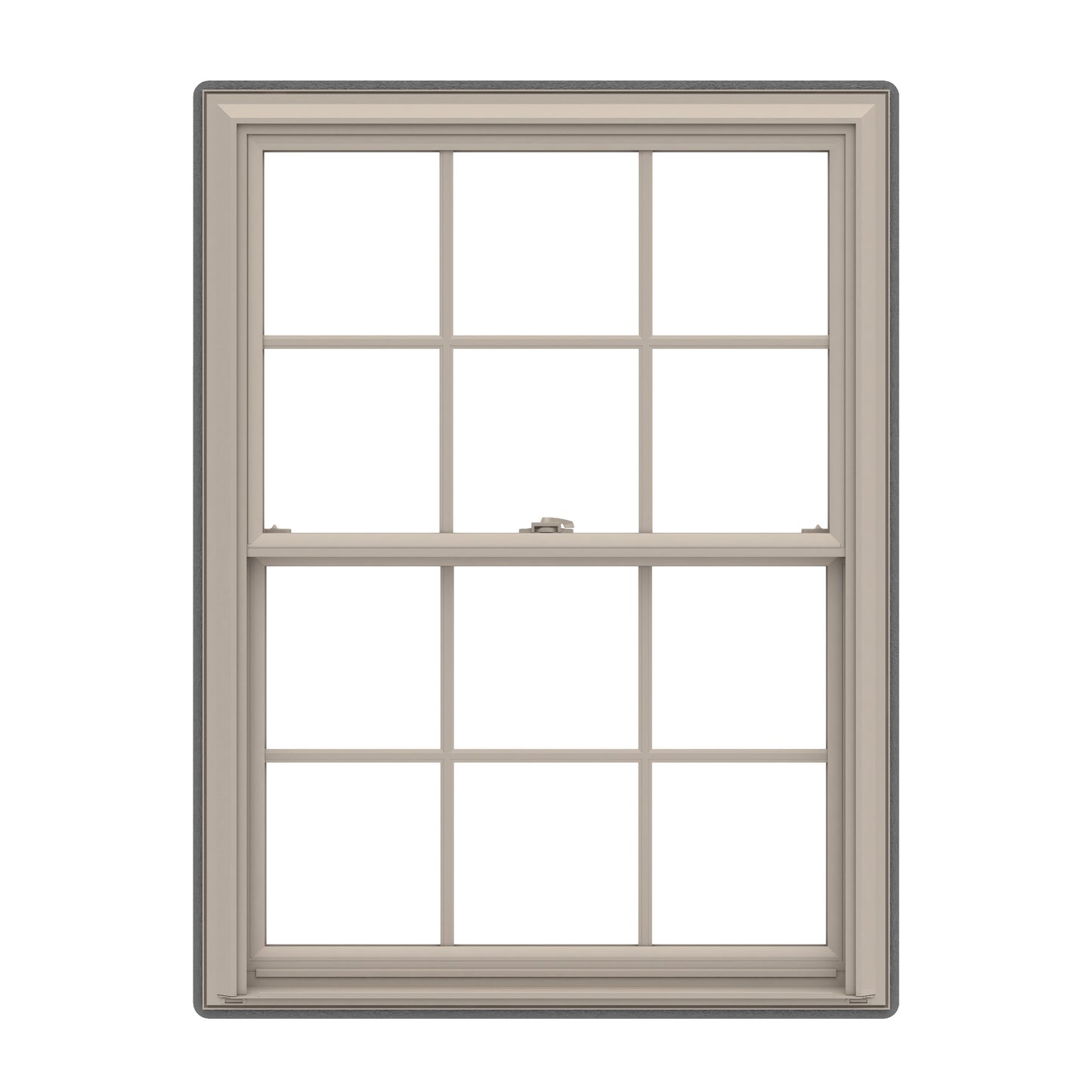Pella 150 Series 23-1/2-in x 41-1/2-in Fossil Fossil Vinyl Replacement Double Hung Window Low-E argon Double Pane Glass with Grids (Full Screen Included)