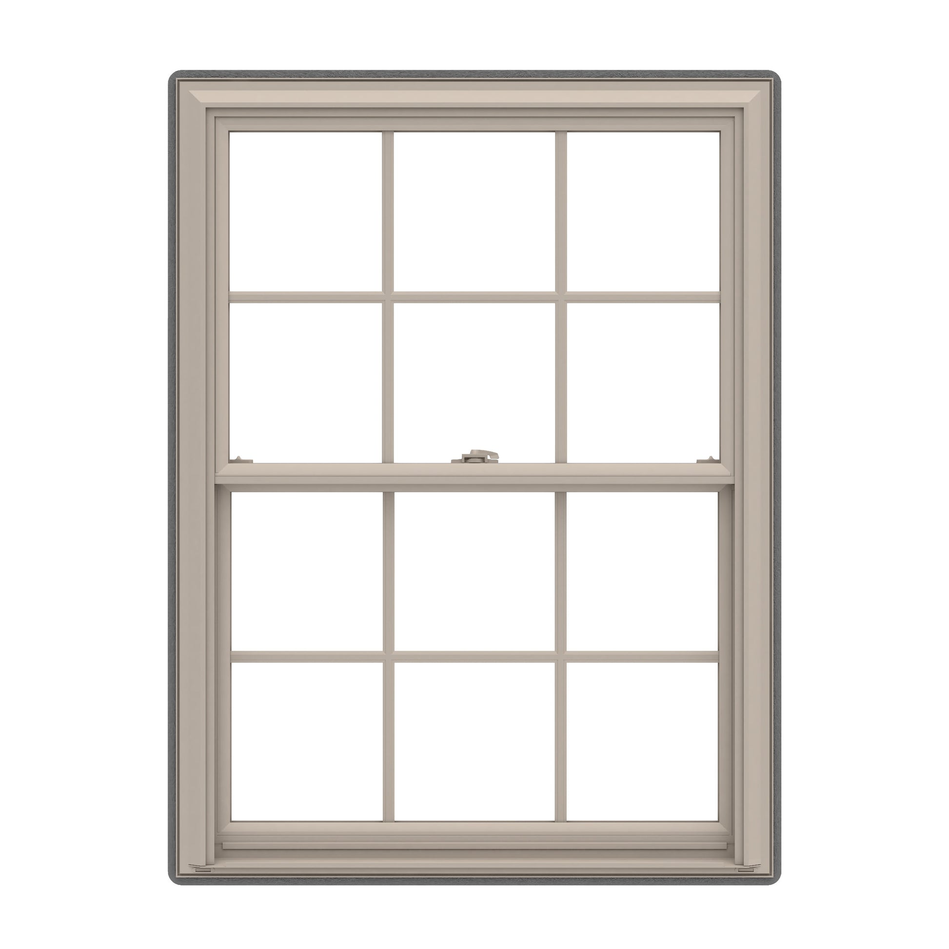 Pella 150 Series 23-1/2-in x 41-1/2-in Fossil Fossil Vinyl Replacement Double Hung Window Low-E argon Double Pane Glass with Grids (Full Screen Included)