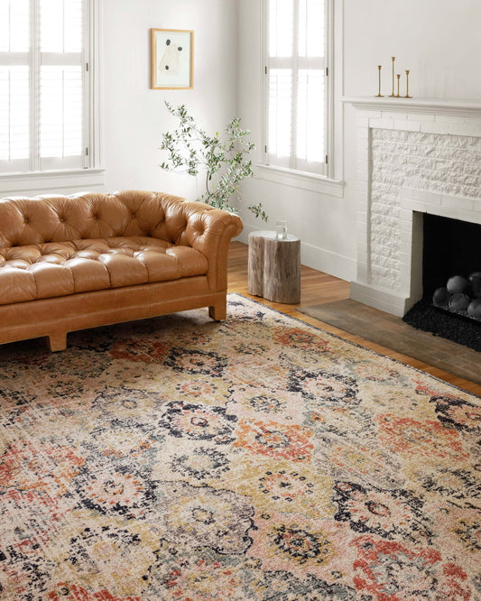 Loloi II Jocelyn 10 x 13 (ft) Loomed Khaki / Multi Rectangular Indoor Distressed/Overdyed Oriental Area rug