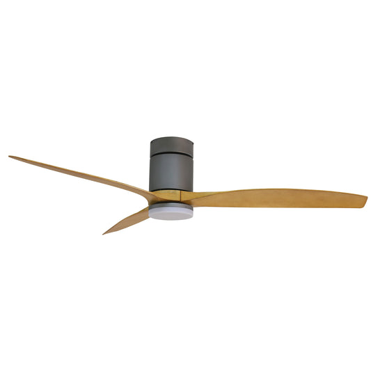 Forno Voce Tripolo 60-in Silver with Brown Blades Integrated LED Indoor Downrod or Flush Mount Smart Propeller Ceiling Fan with Light and Remote (3-Blade) CF00260-TTH