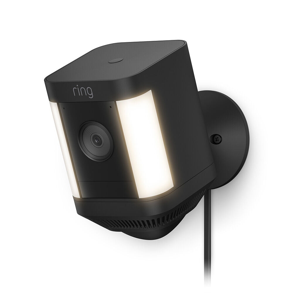 Ring Spotlight Cam Plus, Plug-In - Smart Security Video Camera with 2 Motion-Activated LED Spotlights, 2-Way Talk, Color Night Vision, Black B09J6BCPHG