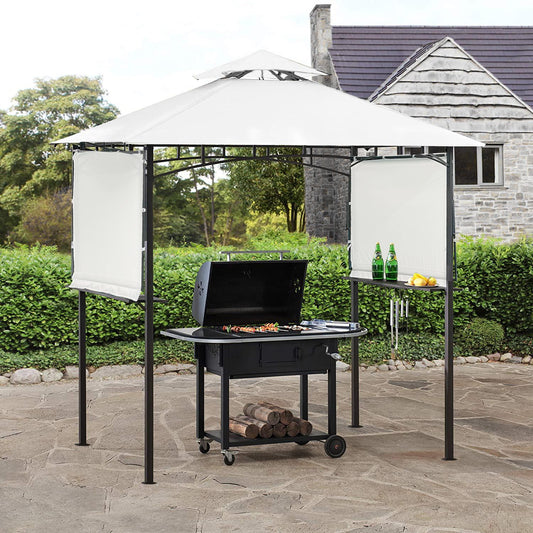 Bayfeve 13-ft x 4.5-ft Gazebo White Grill Gazebo with Soft Top Roof
