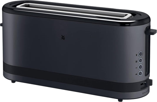 WMF Long Slotted Toaster, 2 Slice with Bread Holder, Narrow Toaster, XXL, Bagel Function, 7 Roasting Levels, 900 W, Stainless Steel, Matte, Black