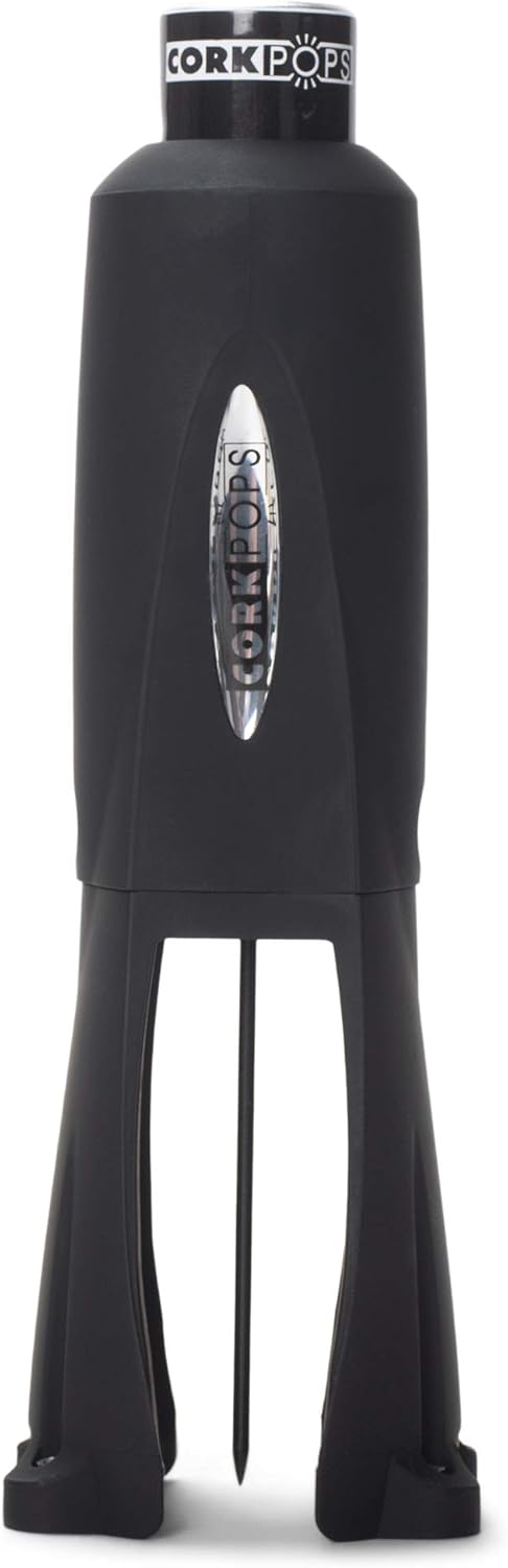 Cork Pops Legacy Wine Opener Built-in 4-Blade Foil Cutter Safe Cork Removal, Effortless Push Button Use, Needle Guard for Safety, Low-Pressure Cartridge Opens Up To 60 Bottles