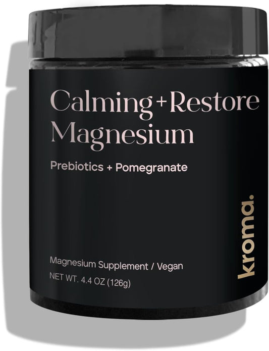 Kroma Calming + Restore Magnesium Powder – Magnesium Citrate with L-Theanine for Relaxation, Sleep Cycle & Digestive Support – Muscle Recovery Supplement – Pomegranate Flavor – 4.4 oz, 30 Servings