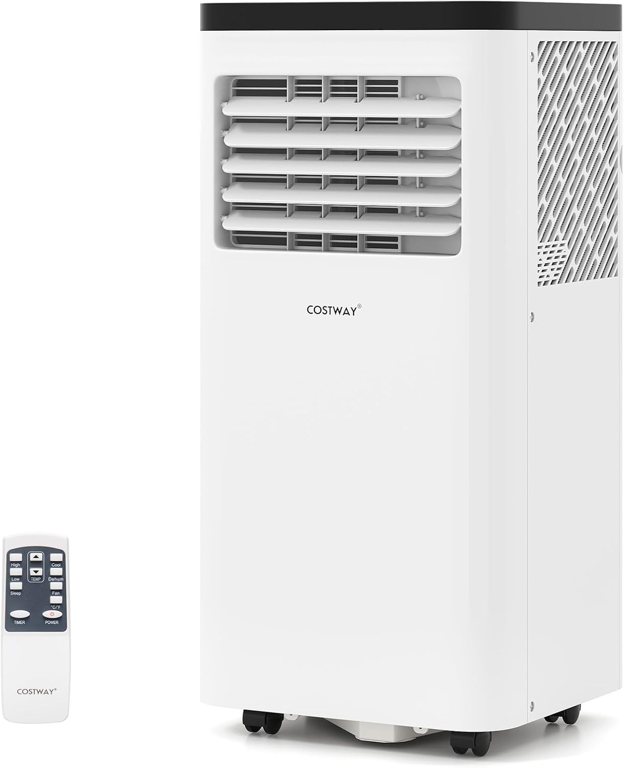 COSTWAY 8000 BTU Portable Air Conditioner, 3 in 1 Floor AC Unit, Fan & Dehumidifier w\/Sleep Mode, 24H Timer, LED Display, Remote Control & Window Kit, for Rooms up to 350 Sq.F (8000 BTU)