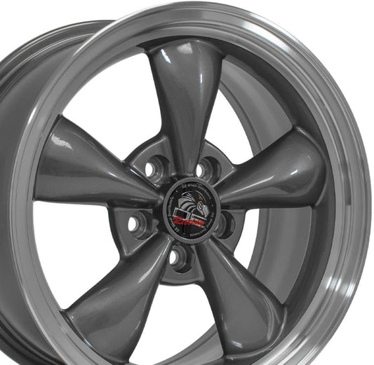 OE Wheels FR01 17 Inch Rim Fits Mustang Bullitt Style 5x114.3 17x8 Gloss Anthracite Machined Lip - Hollander 3448 (1)