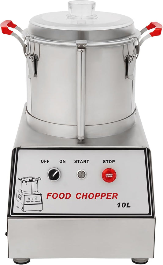 Commercial Food Processor, Electric Food Chopper, Stainless Steel Cutter Machine, Vegetable Grinder, Fruit Grinder, Meat Chopper, Food Processing Equipment, 2.64Gal, 1100W, 1400RPM (2.64Gal)