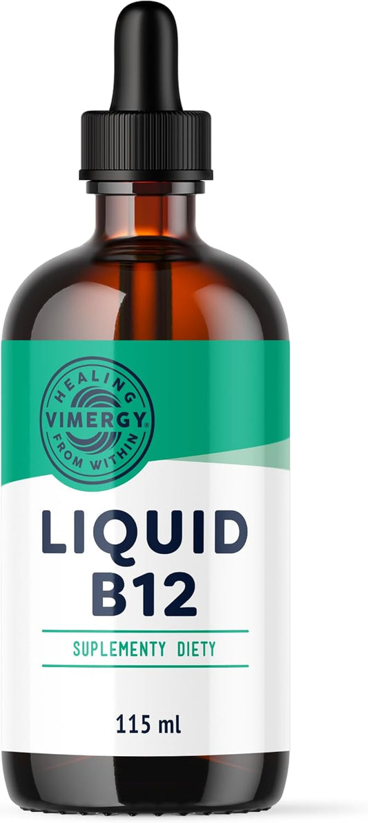 Vimergy Organic Liquid Vitamin B12 Supplement 2500 mcg, Methylcobalamin & Adenosylcobalamin Fast-Absorbing Energy Support USDA Organic, Vegan, Non-GMO B12 Vitamins for Women & Men 115 Serving (115 mL)