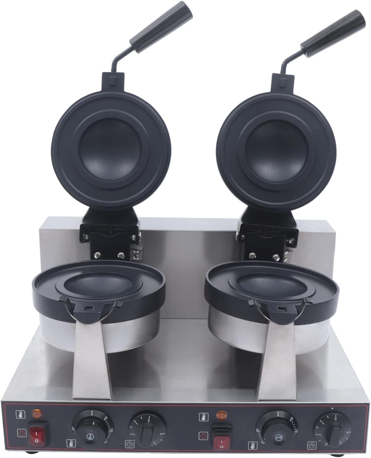 2400W Commercial Double Waffle Maker Non-Stick Electric Burger Machine Stainless Steel Waffle Machine for Commercial/Household Kitchens, Cafes, Restaurants