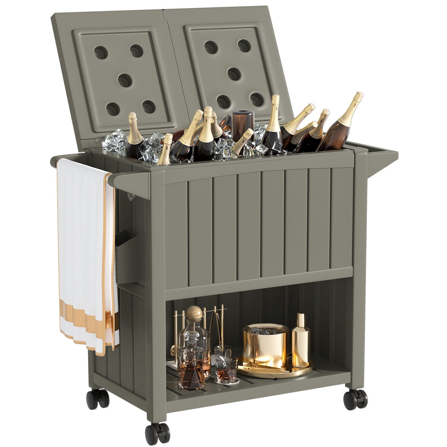 Vineego Gray 80-Quart Wheeled Insulated Cart Cooler LS-ZSCCGY