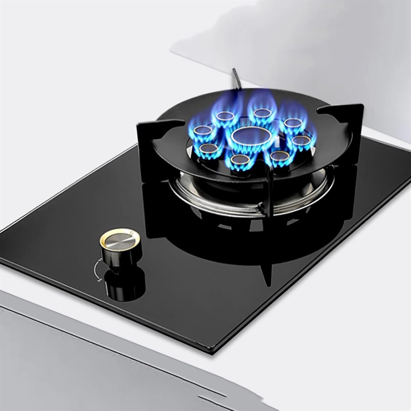 BXKCFYBSQ Built-in 33cm Single Burner Gas Stove, 5.2KW 9-Chamber Fire Ring Wok Burner with Flameout Protection, Anti-Gas Leakage Flame Protection, LPG\/Natural Gas Kit (Size : NG)
