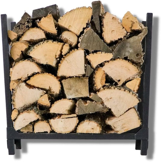 Woodhaven 2 Foot Fireside - Black Firewood Storage Rack - Made In USA - Heavy Duty Powder Coat Steel - Small Indoor Outdoor Log Rack - 24 Inch x 24 Inch
