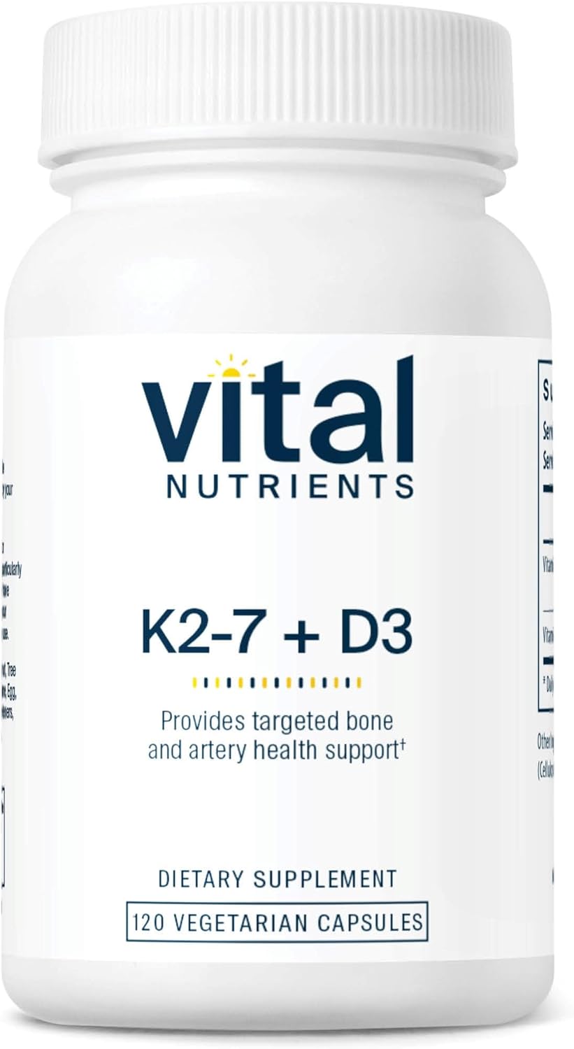 Vital Nutrients Vitamin D3 + K2 | 2000 IU | Vitamin D3 K2 Supplement | Vitamin D Complex for Healthy Calcium Levels, Muscle & Bone Health | Gluten, Dairy, Soy Free | 120 Capsules
