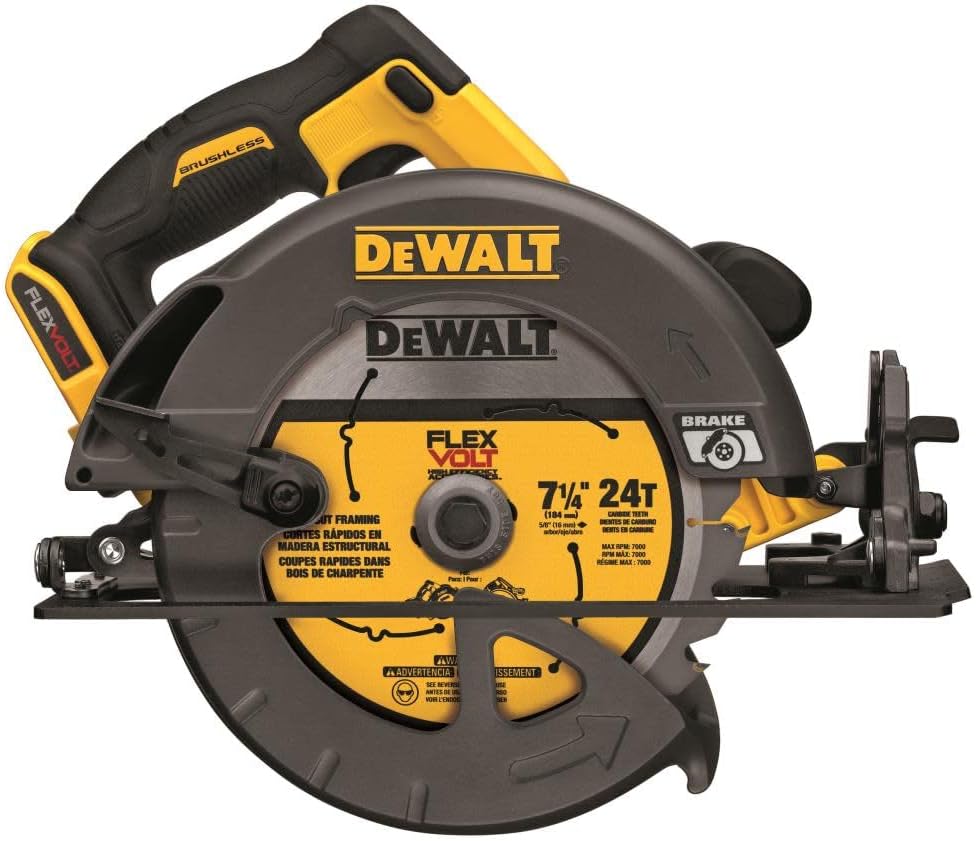 DEWALT FLEXVOLT 60V MAX* Circular Saw, 7 1/4-Inch, Brushless, Tool Only (DCS575B)