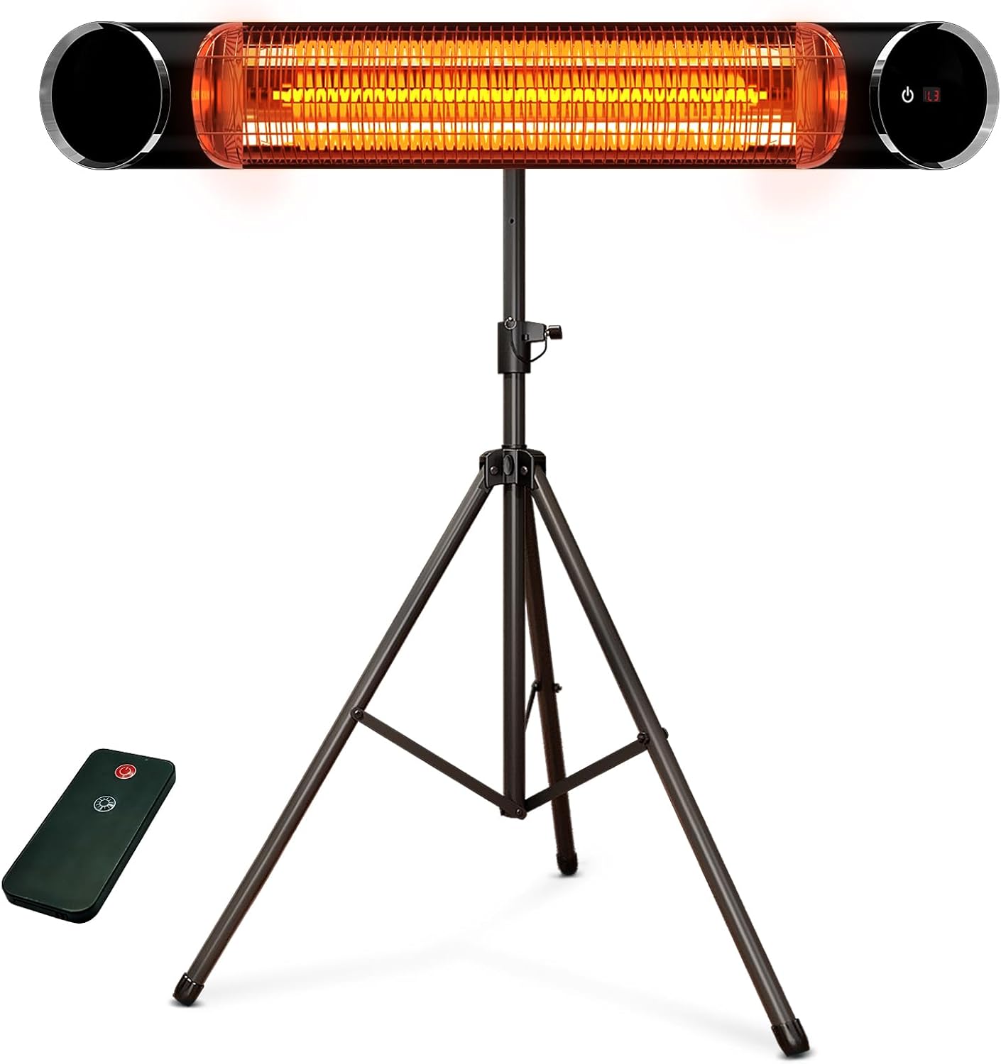 Outdoor Electric Heater, Infrared Patio Heater for Outdoor/Indoor Use, Wall Mounted/Freestanding Infrared Heater Outdoor, 1500W Electric Patio Heater with Tripod, MATT BLACK