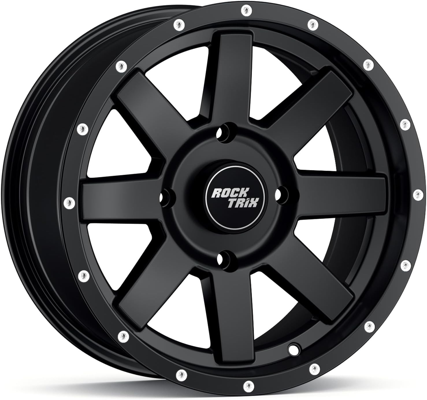 RockTrix RT106 15in Wheel 15x7 4x137, 4+3 Offset, ATV UTV SxS Rim, Compatible with Can Am Commander Max Defender Max Pro Maverick X3 Maverick Trail, 4\/137 Matte Black