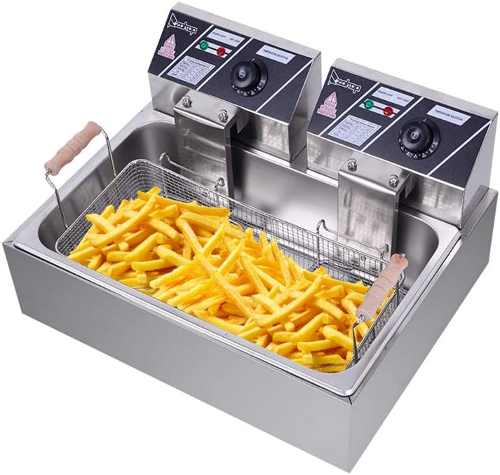 5000W Electric Commercial Deep Fryer, Single-Tank Large Countertop Stainless Steel Deep Fryers French Fries Fish Turkey Restaurant Home Kitchen 12 Liter/12.7 Quart (Deep Fryer-Single Tank 22L)