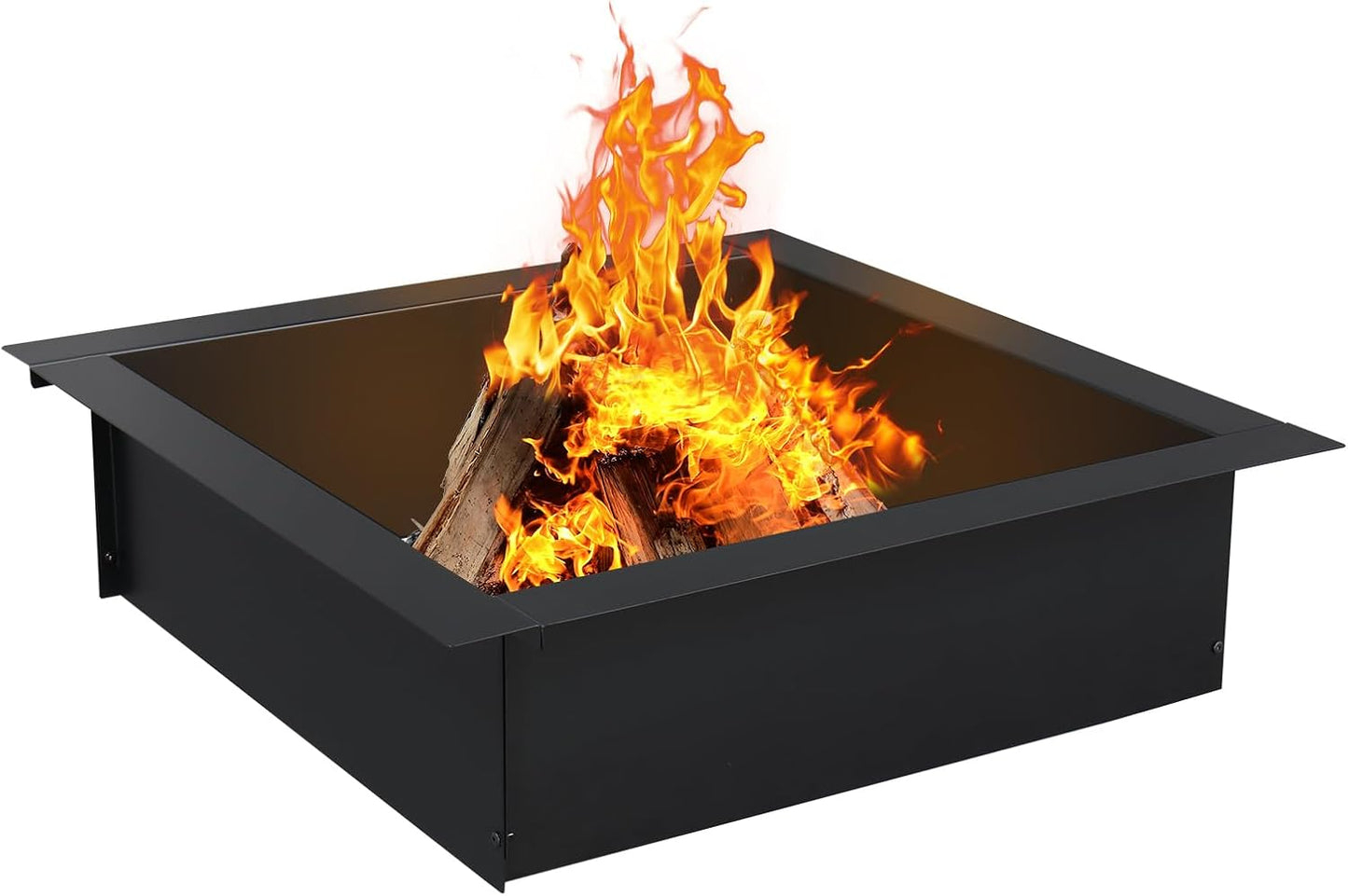 36" Square Fire Pit Ring 2.0mm Thick Heavy Duty Steel 30-Inch Inner 36-Inch Outer,Metal Fire Pit Liner DIY Campfire Ring Above or In-Ground for Outdoor Entertaining Backyard Camping Beach Parties