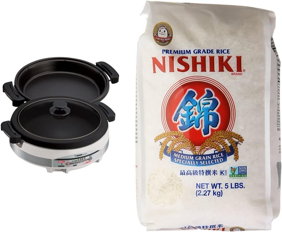 Zojirushi EP-RAC50 Gourmet d'Expert 1350-Watt Electric Skillet & Nishiki Medium Grain Rice, 80 Ounce
