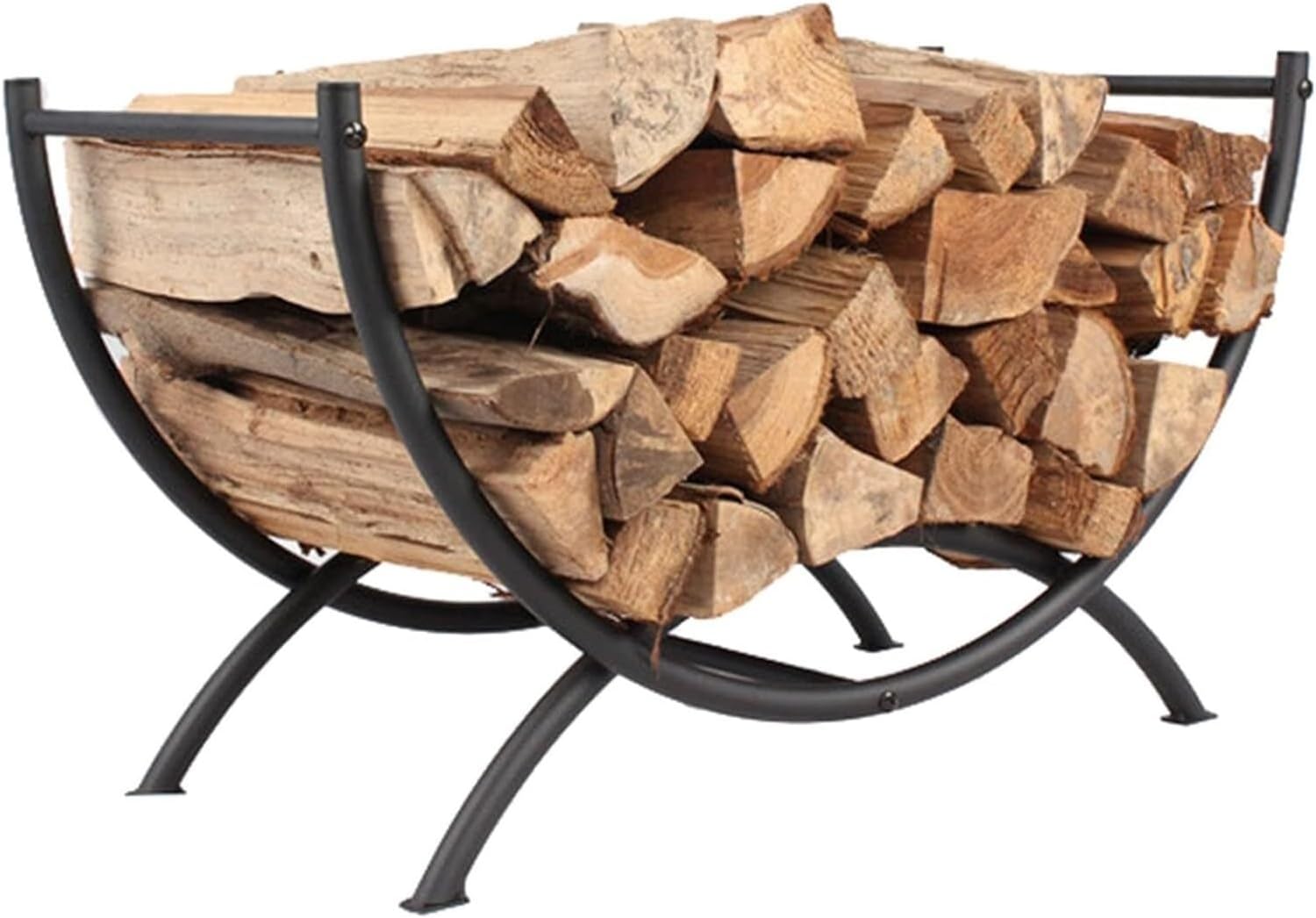 Firewood Rack,Firewood Holder, Semicircle Log Store Rack Indoor Black Small Firewood Rack Holder for Outdoor Camper Fireplace