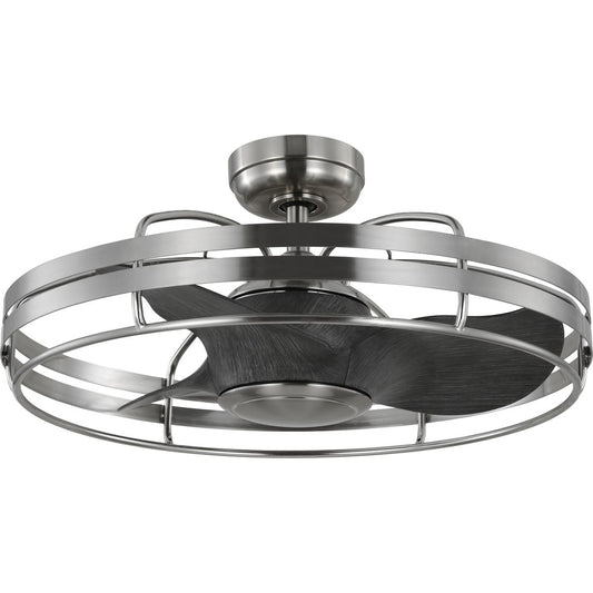 Progress Lighting Bastrop 26-in Outdoor Brushed Nickel with Grey Weathered Wood Blades Fandelier Ceiling Fan Without Light - Remote Included ( 3 -Blade ) 5302710