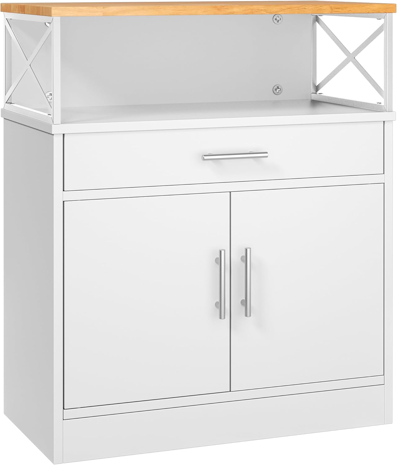 Shintenchi Kitchen Buffet Cabinet with Adjustable Shelf, Modern Kitchen Storage Cabinet,Farmhouse Coffee Bar Cabinet（White）