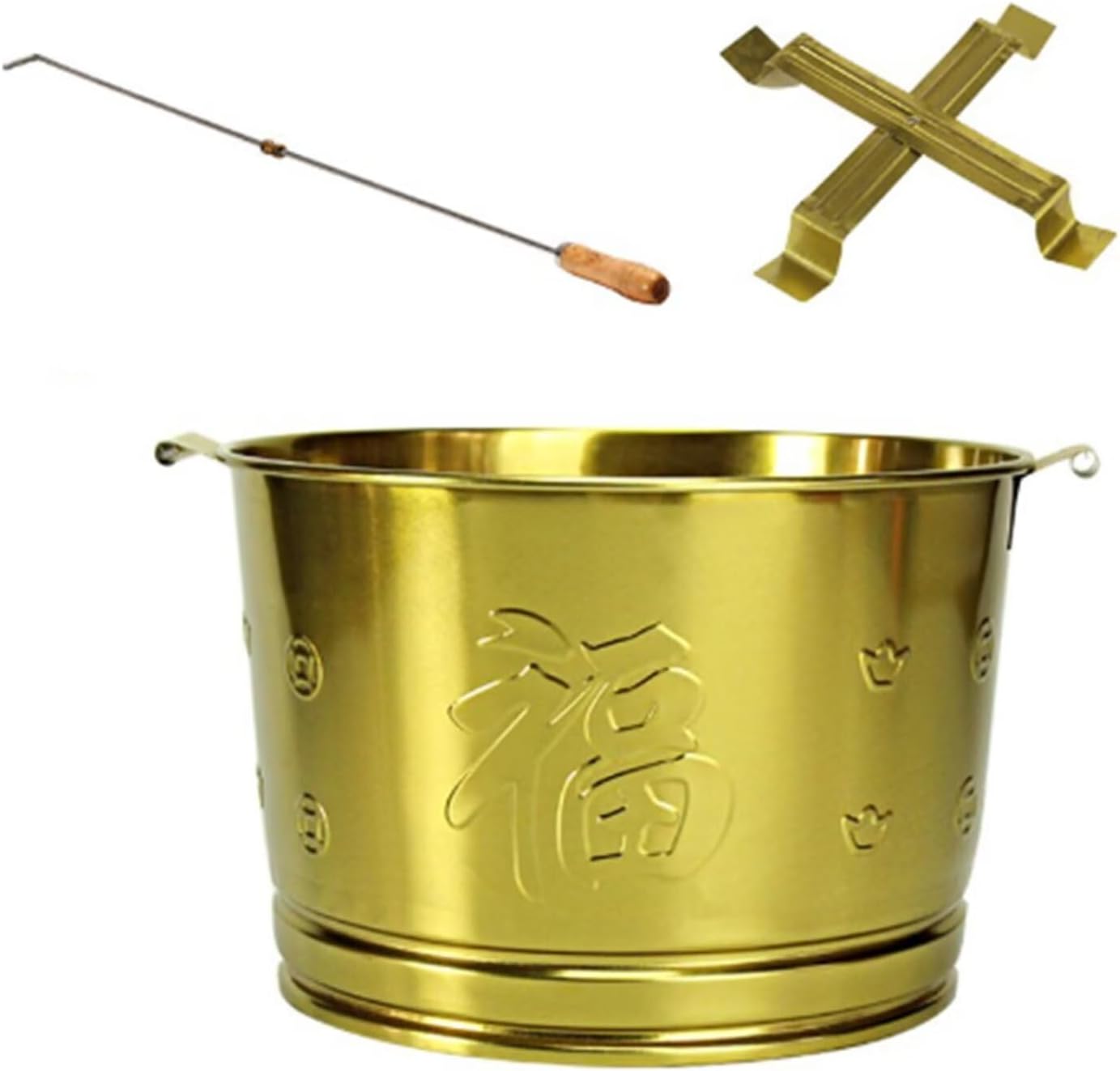 Garbage Incinerator Bin Stainless Steel Metal Burn Barrel with Fire Hook and Rack Decorative Fu Design Outdoor Waste Burner Fast Burning for Home Farm Yard Camping Trash Leave