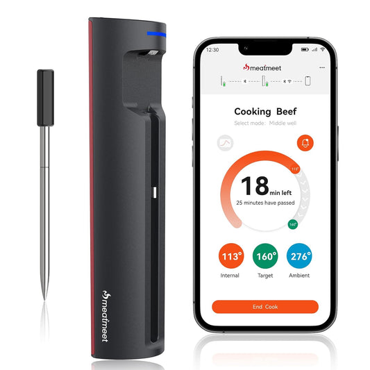 Meatmeet Pro Smart WiFi Wireless Meat Thermometer, Unlimited Range, Improved Stability, Ultra-Thin Probe, Bluetooth Digital Food Thermometer for Remote Monitoring of Oven\/Kitchen\/BBQ\/Grill\/Rotisserie