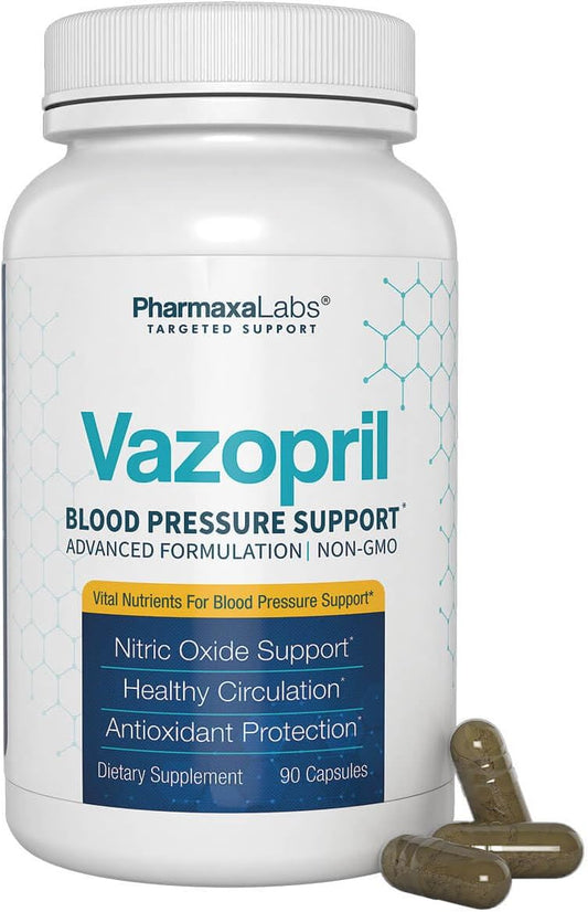 Vazopril Blood Pressure Support - Vitamin Supplement for Healthy Heart & Blood Circulation - Beet Root, Hawthorn Berry, Garlic, Hibiscus, Olive Leaf & Grape Seed Extract - 90 Capsules