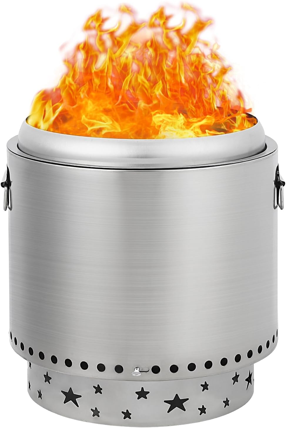 GarveeLife 16.5 in Protable Smokeless Fire Pit, Fire Pit with Handles Design, Stainless Steel Stove Wood Burning, Removable Ash Pan, Ideal for Camping, Garden