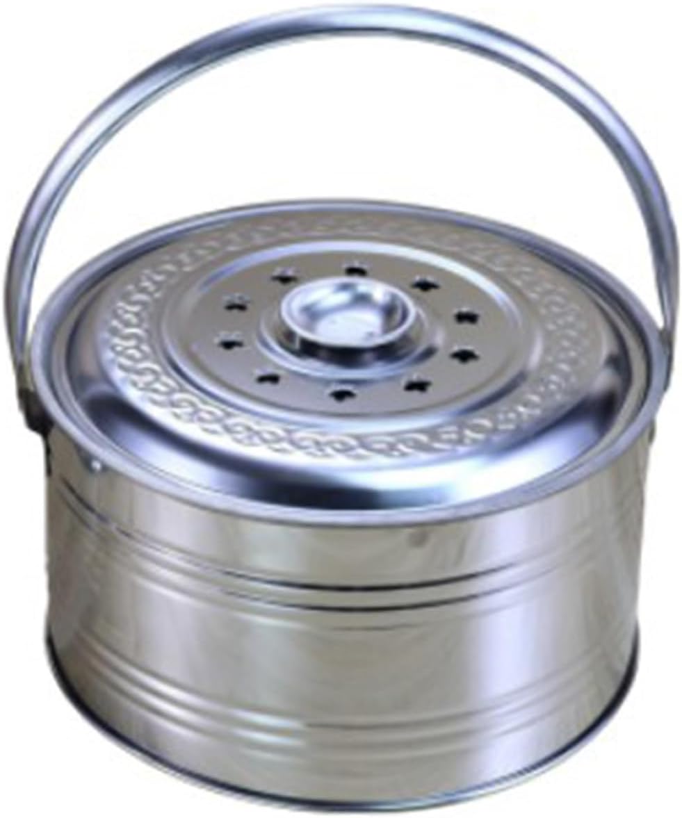 Incinerator Burn Barrel Stainless Steel Incinerator Garden Fire Pit Charcoal Burning Stove with Handle ＆ Fire Hook Barbecue Stove Burn Barrels for Burning Leaves Paper Trash.(D)