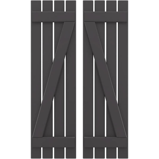 Ekena Millwork 15.5-in W x 83-in H Shadow Mountain Board and batten Wood Exterior Shutters ( 2 -Pack )