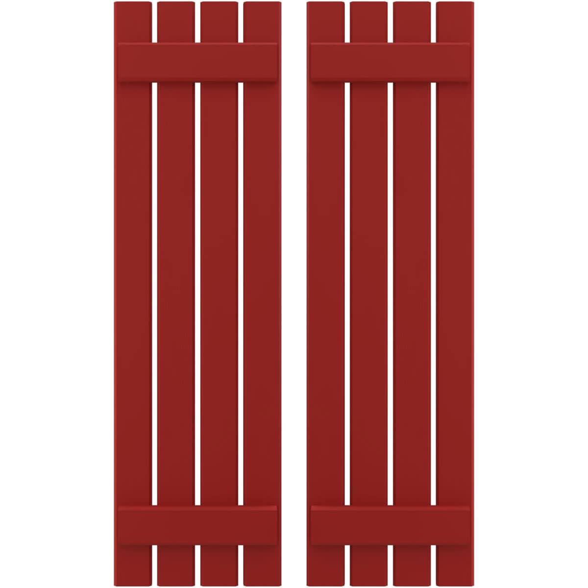 Ekena Millwork 15.5-in W x 68-in H Fire Red Board and batten Spaced with z-bar Wood Exterior Shutters ( 2 -Pack )