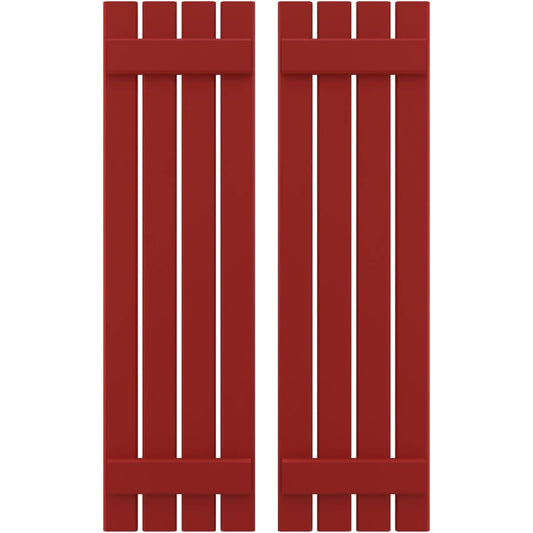 Ekena Millwork 15.5-in W x 68-in H Fire Red Board and batten Spaced with z-bar Wood Exterior Shutters ( 2 -Pack )