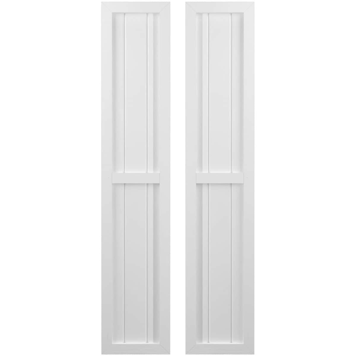Ekena Millwork 10.5-in W x 79-in H White Paintable/Stainable Board and batten Spaced with z-bar Wood Exterior Shutters ( 2 -Pack )