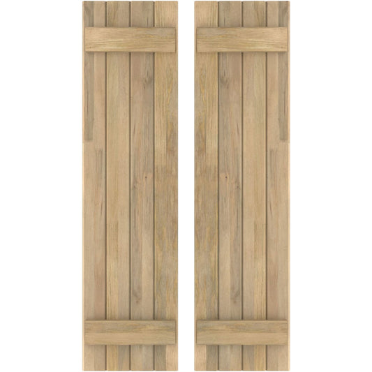 Ekena Millwork 14-in W x 83-in H Unfinished Paintable/Stainable Board and batten Spaced Wood Exterior Shutters ( 2 -Pack )