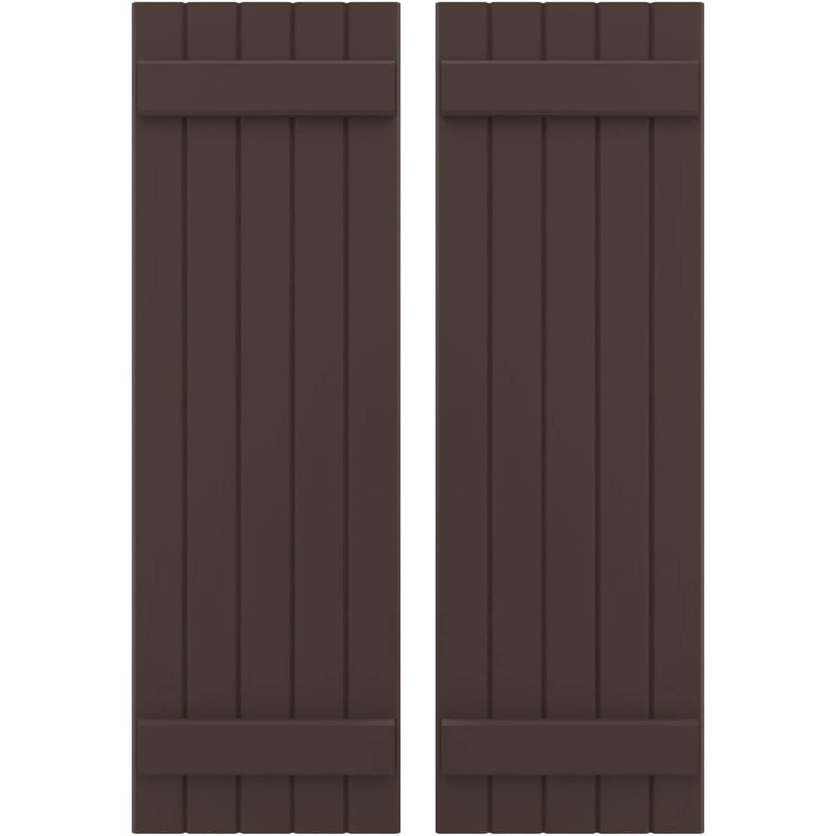 Ekena Millwork 17.5-in W x 57-in H Raisin Brown Paintable/Stainable Board and batten Wood Exterior Shutters ( 2 -Pack )