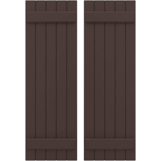 Ekena Millwork 17.5-in W x 57-in H Raisin Brown Paintable/Stainable Board and batten Wood Exterior Shutters ( 2 -Pack )