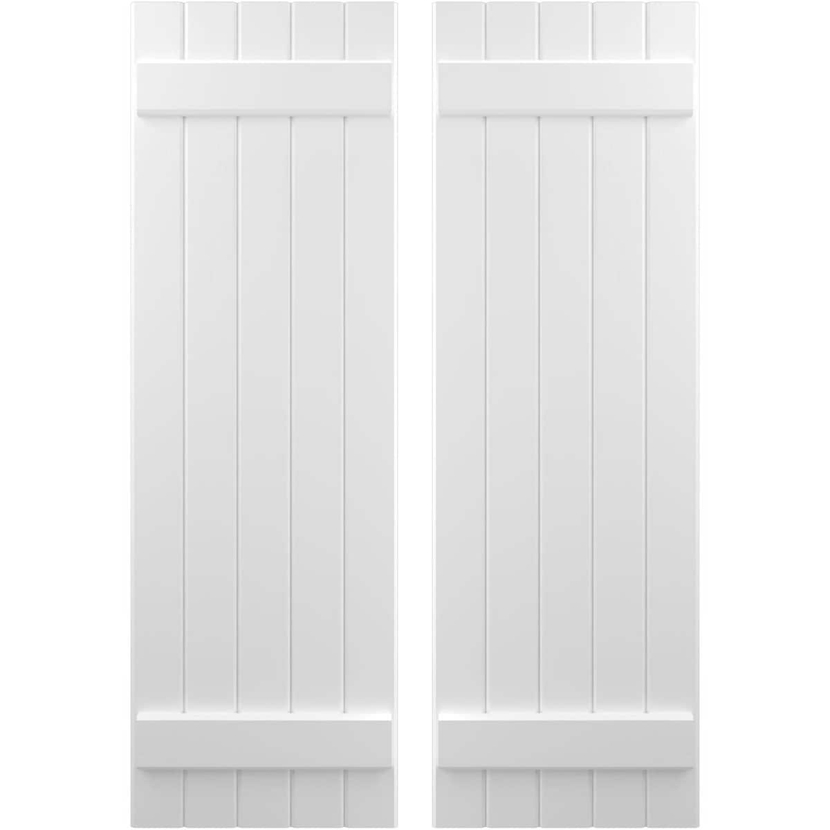 Ekena Millwork 17.5-in W x 53.0-in H White Paintable/Stainable Board and batten Wood Exterior Shutters ( 2 -Pack )