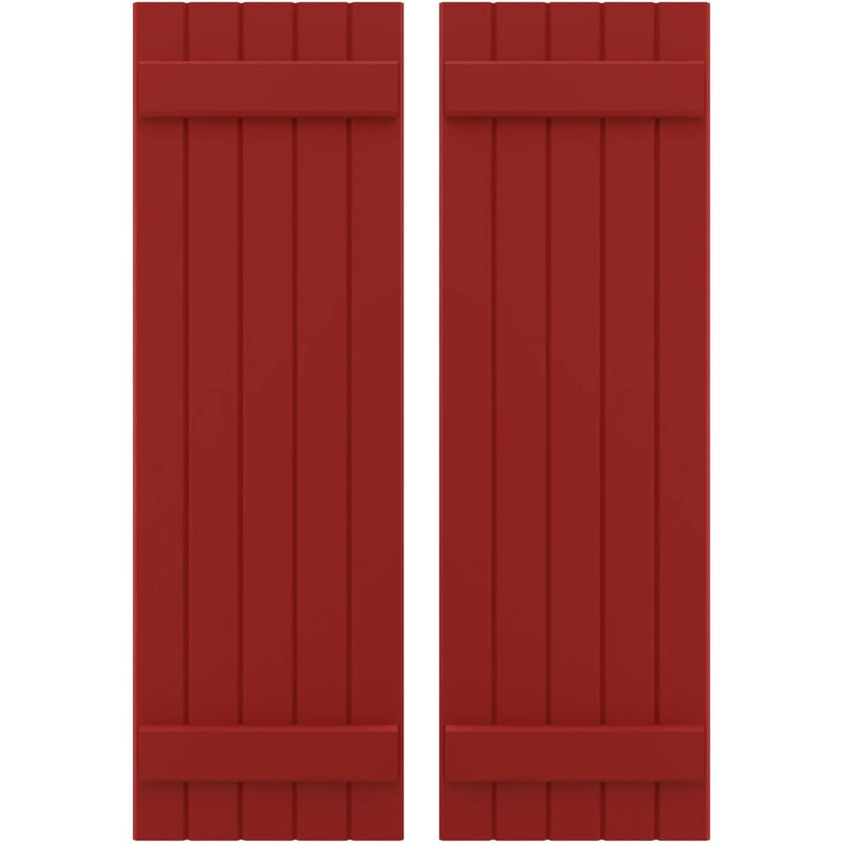 Ekena Millwork 17.5-in W x 64-in H Fire Red Paintable/Stainable Board and batten Framed Wood Exterior Shutters ( 2 -Pack )