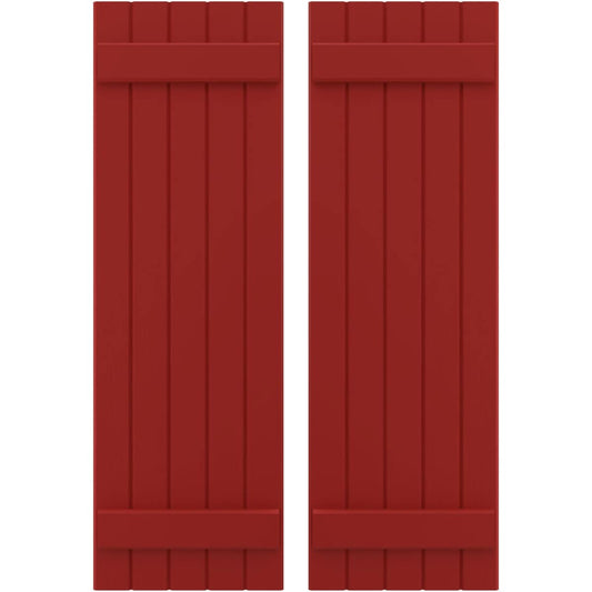 Ekena Millwork 17.5-in W x 64-in H Fire Red Paintable/Stainable Board and batten Framed Wood Exterior Shutters ( 2 -Pack )