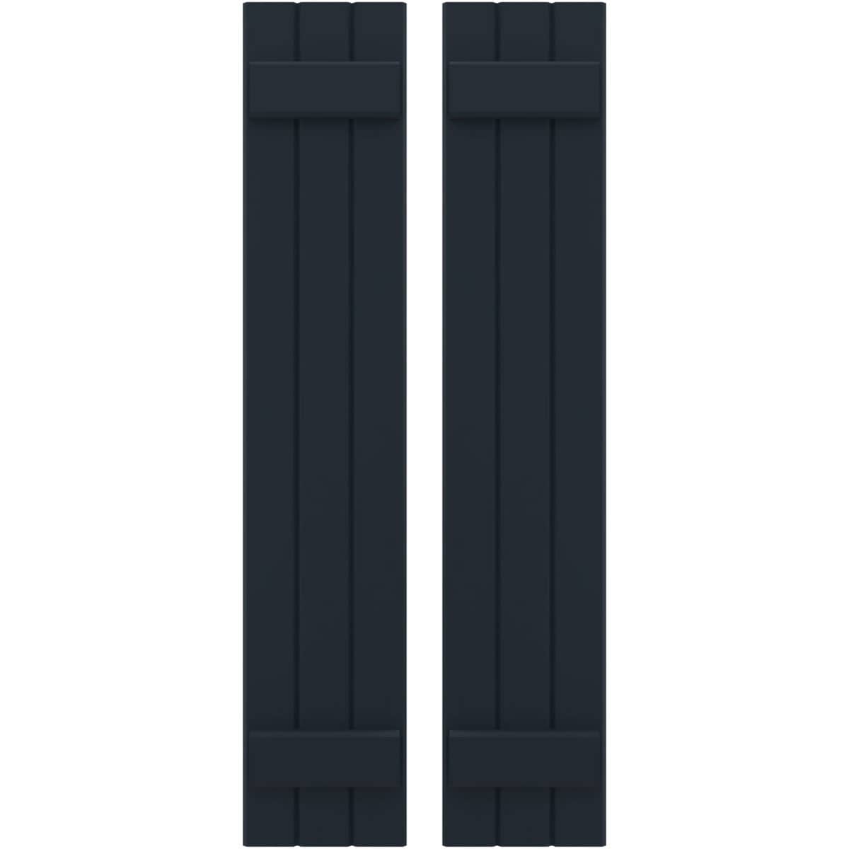 Ekena Millwork 10.5-in W x 80-in H Starless Night Blue Paintable/Stainable Board and batten Wood Exterior Shutters ( 2 -Pack )