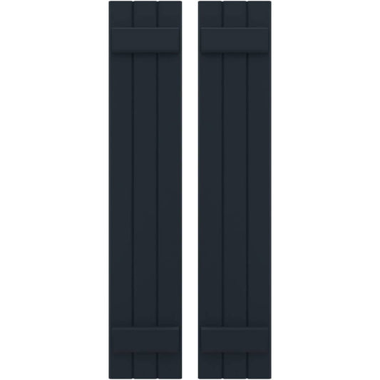 Ekena Millwork 10.5-in W x 80-in H Starless Night Blue Paintable/Stainable Board and batten Wood Exterior Shutters ( 2 -Pack )