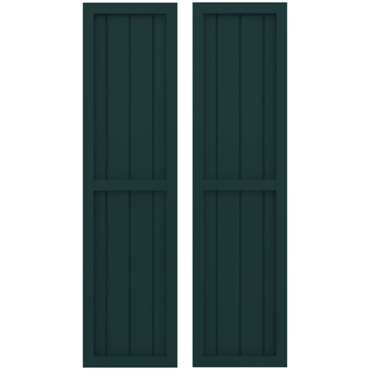 Ekena Millwork 14-in W x 82-in H Thermal Green Paintable/Stainable Board and batten Wood Exterior Shutters ( 2 -Pack )