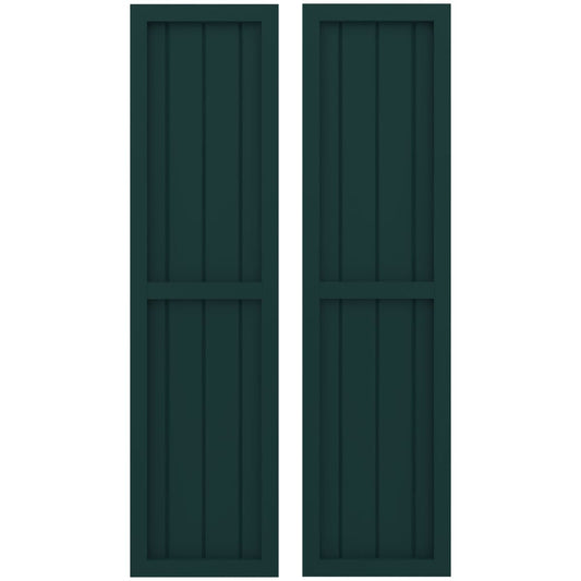 Ekena Millwork 14-in W x 82-in H Thermal Green Paintable/Stainable Board and batten Wood Exterior Shutters ( 2 -Pack )