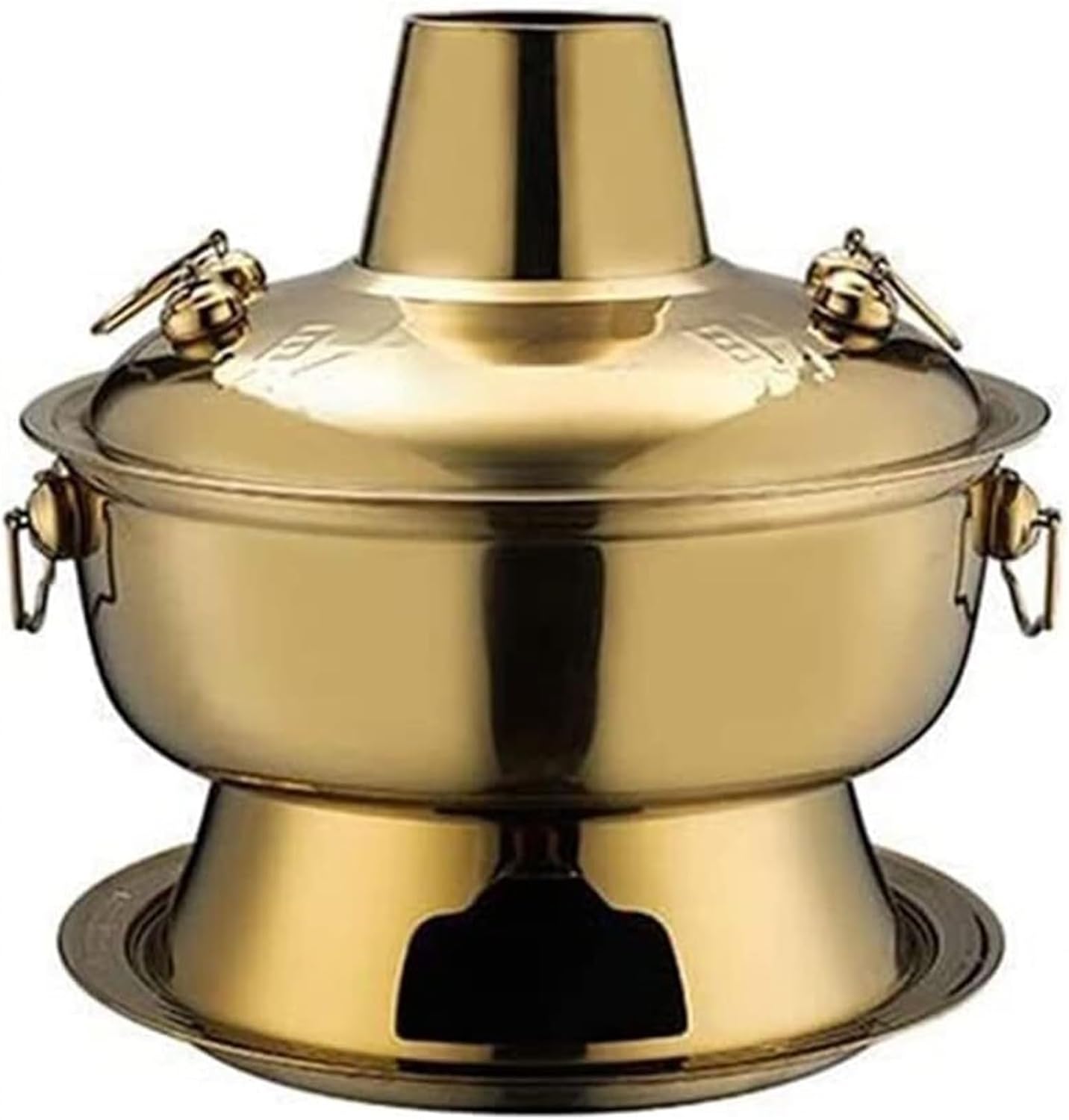 INUUXLG Chinese Hot Pot Household Stainless Steel Hot Pot Kitchen Tools Outdoor Hotpot Cookware Hot Pot(30cm) (Gold 30cm)