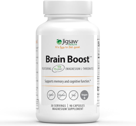 Jigsaw Health Brain Boost | Supports Memory and Cognitive Function | Magnesium L-Threonate | 90 Capsules | 30 Servings