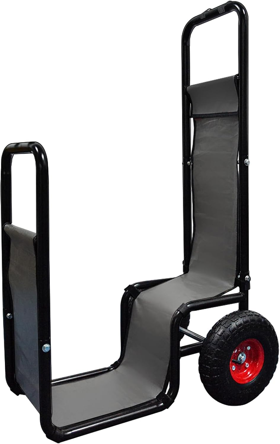 Kapler Firewood Cart with Wheels - Heavy Duty Steel Dolly Hauler - 250 LB Capacity & 600D Oxford Cloth for Indoor Outdoor Fireplace Fire Pit Use